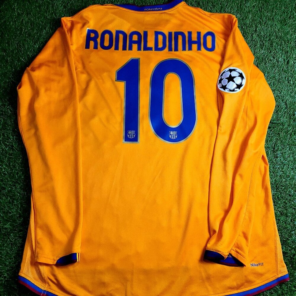 Ronaldinho Barcelona 2007 2008 Third Long Sleeve Soccer Jersey XL